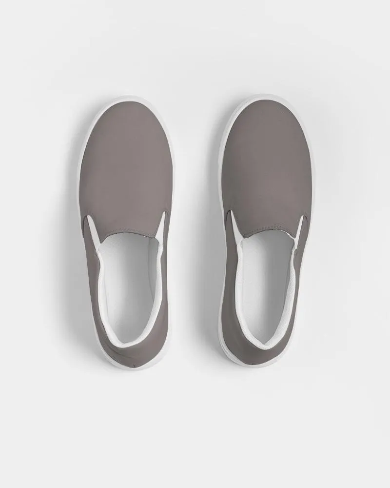 Medium Dark Red Brown Slip-On Canvas Sneakers | Men's | Medium Dark Pale Red Brown | C0M10Y10K60
